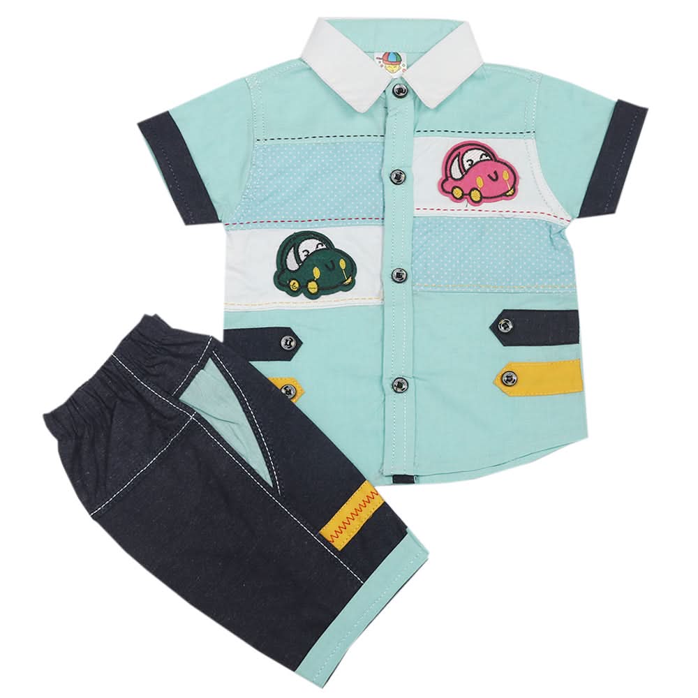 Newborn Boys Half Sleeves Suit - Cyan, Kids, Boys Sets And Suits, Chase Value, Chase Value