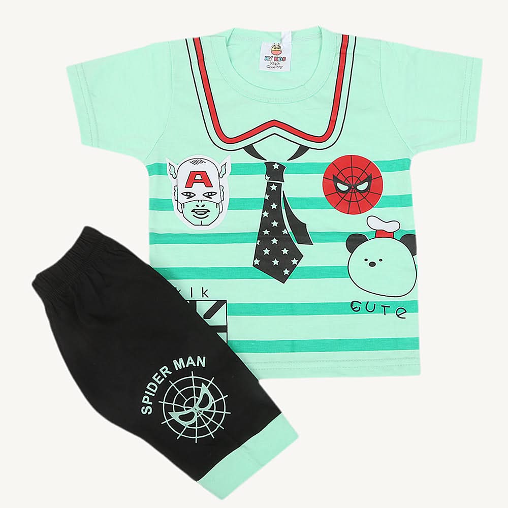 Boys Short Half Sleeves Suit - Cyan, Kids, Boys Sets And Suits, Chase Value, Chase Value