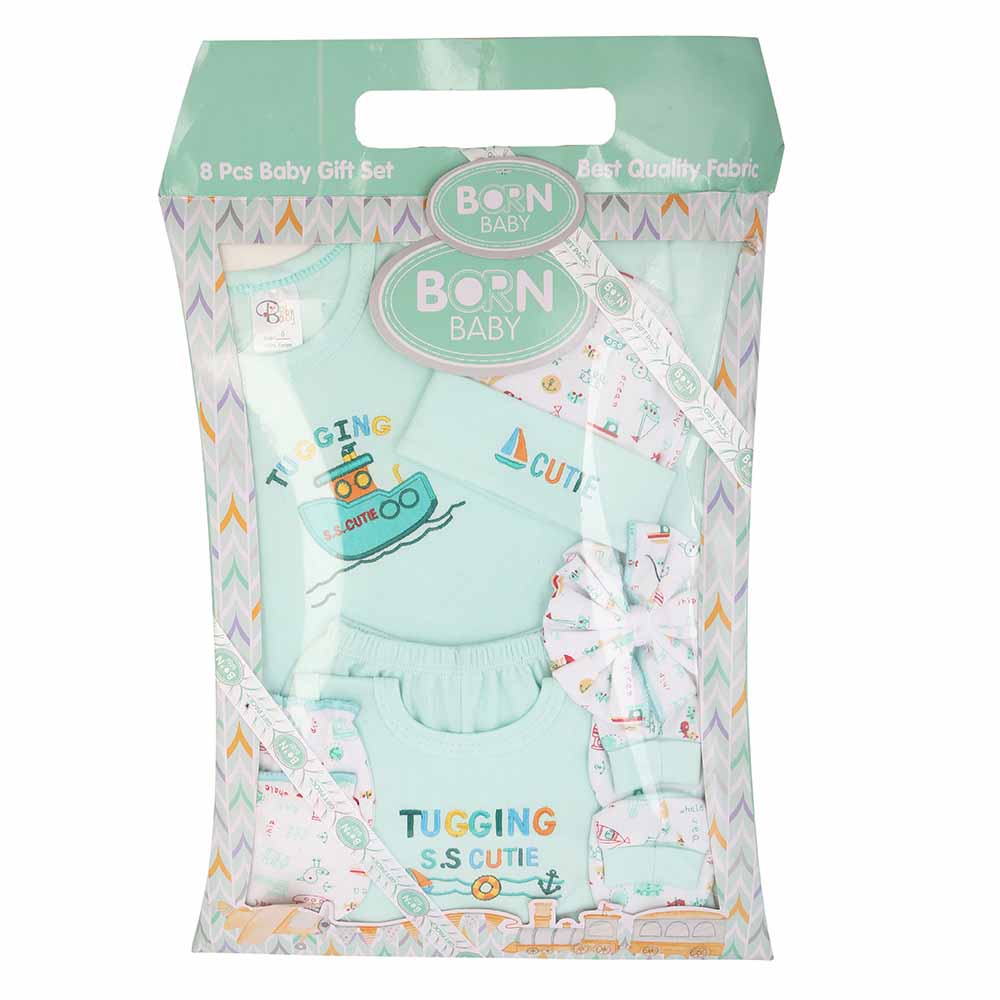 Newborn Gift Set 8 Pcs  Box - Light Green, Kids, Newborn Gift Set, Chase Value, Chase Value