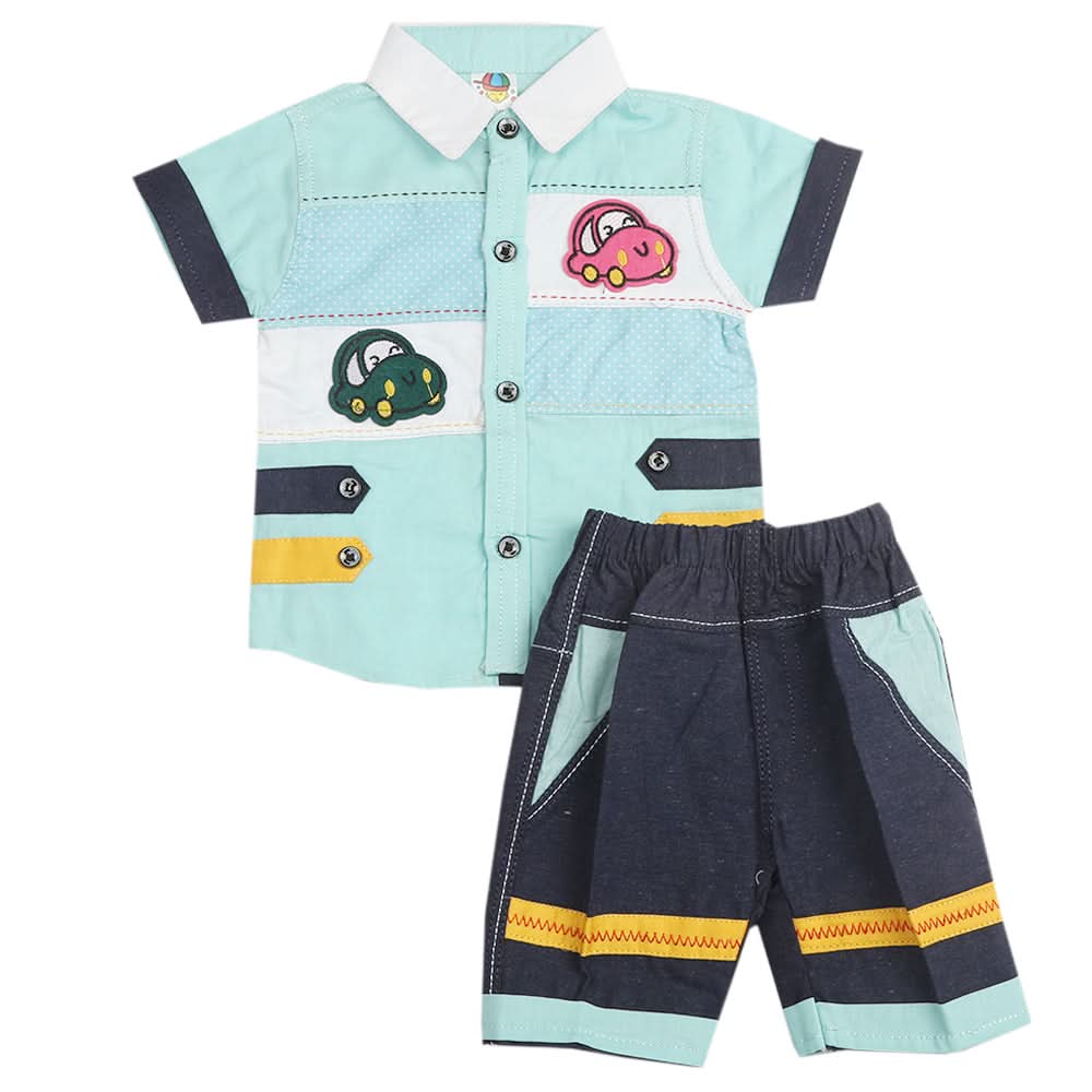 Newborn Boys Half Sleeves Suit - Cyan, Kids, Boys Sets And Suits, Chase Value, Chase Value
