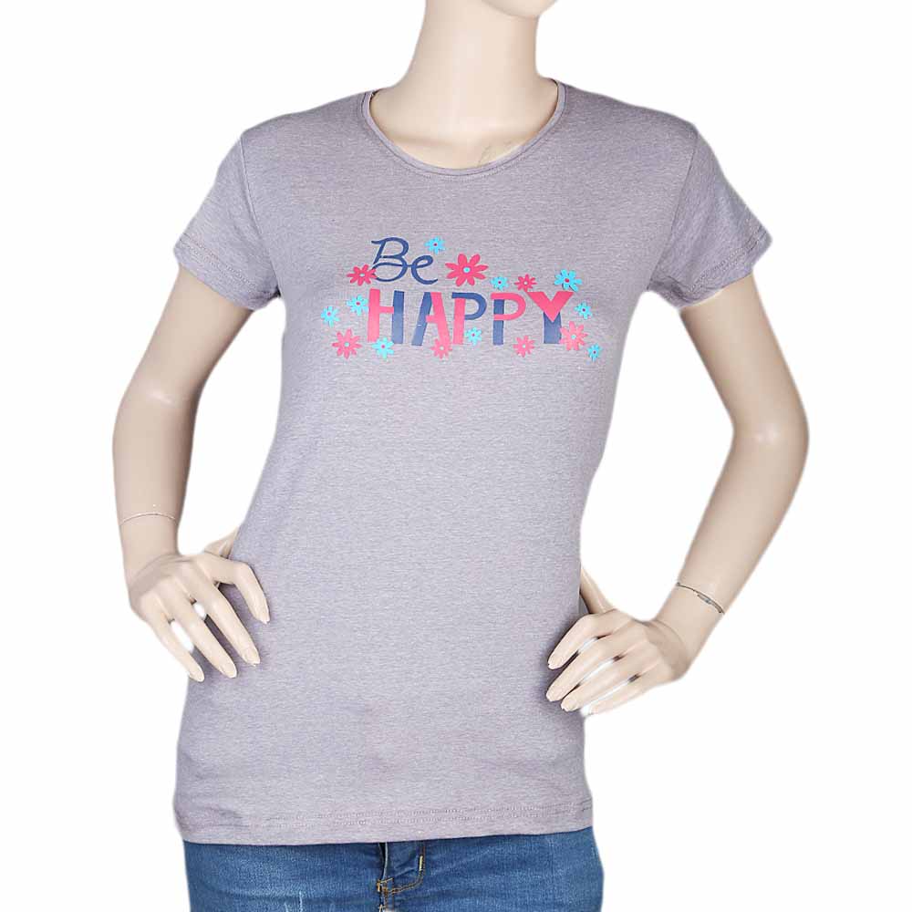 Women's Half Sleeves Printed T-Shirt - Grey, Women, T-Shirts And Tops, Chase Value, Chase Value