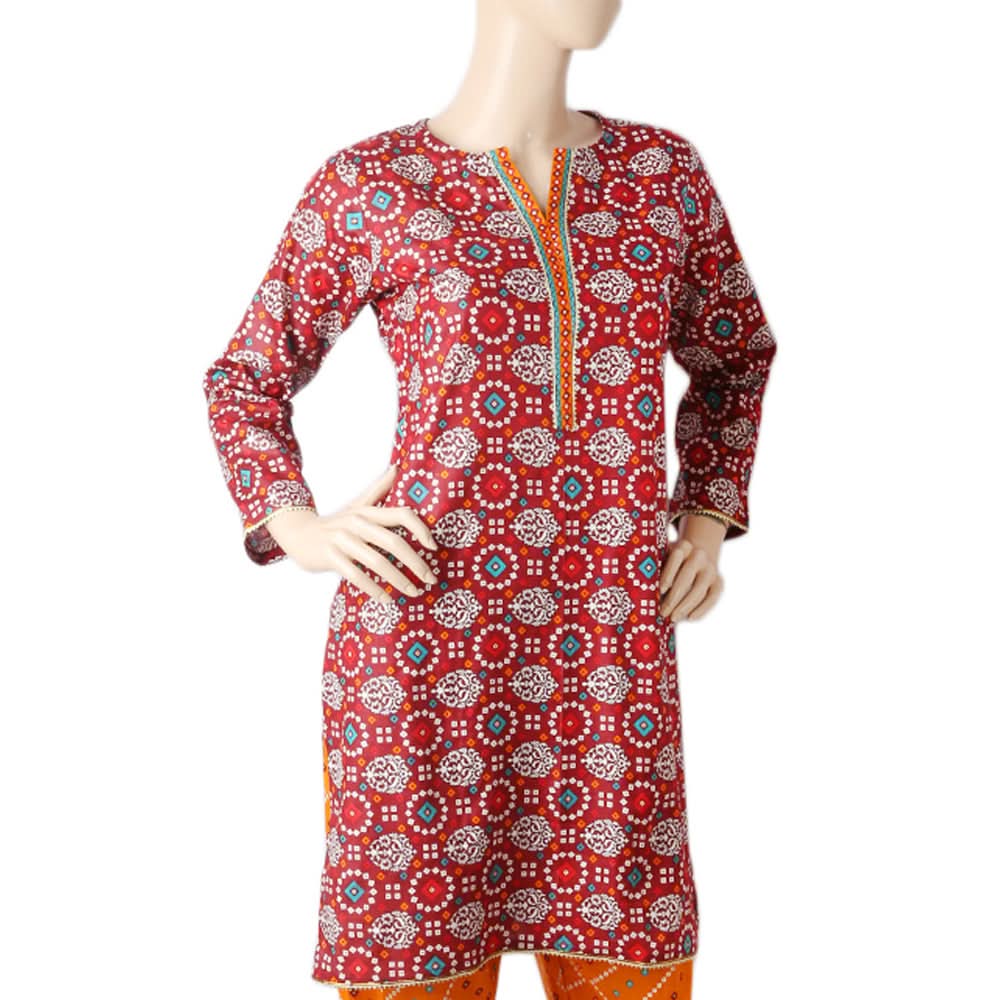 Mahnoor Printed Un-Stitched 1pcs Cotton Kurti - 17, Women, Unstitched Kurti, United Textiles, Chase Value