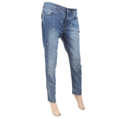 Women's Pearls Denim Pant - Med Blue, Women, Pants & Tights, Chase Value, Chase Value