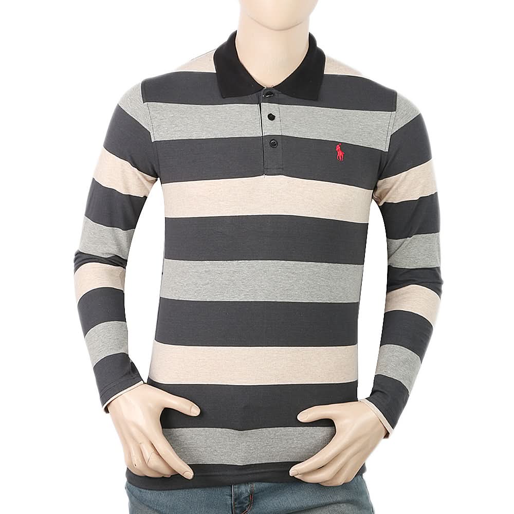 Men's Yarn Dyed Full Sleeves Polo T-Shirt - Multi, Men, T-Shirts And Polos, Chase Value, Chase Value