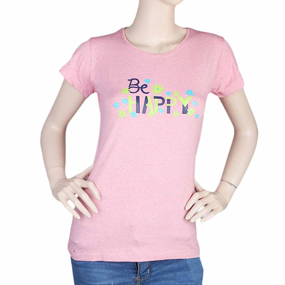 Women's Half Sleeves Printed T-Shirt - Peach, Women, T-Shirts And Tops, Chase Value, Chase Value