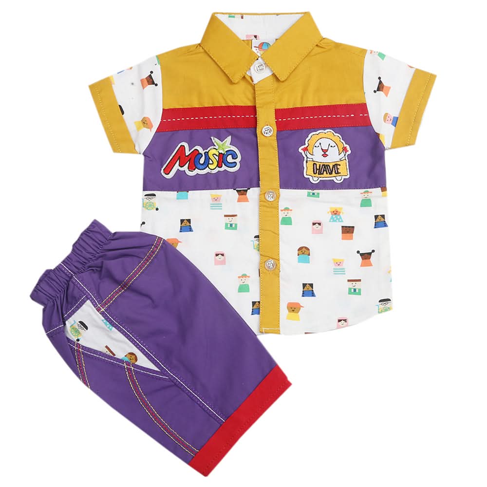 Newborn Boys Half Sleeves Suit - Mustard, Kids, Boys Sets And Suits, Chase Value, Chase Value