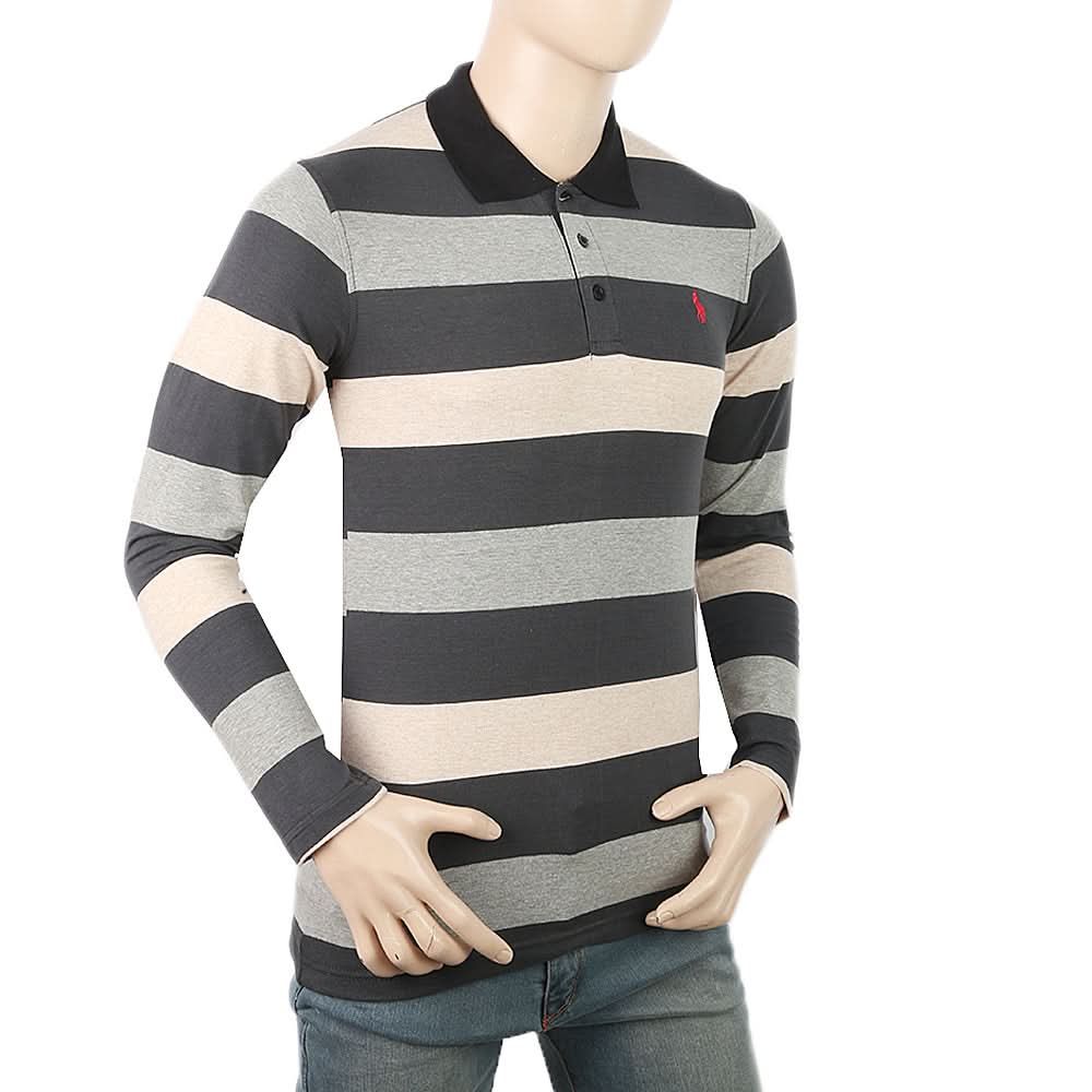 Men's Yarn Dyed Full Sleeves Polo T-Shirt - Multi, Men, T-Shirts And Polos, Chase Value, Chase Value