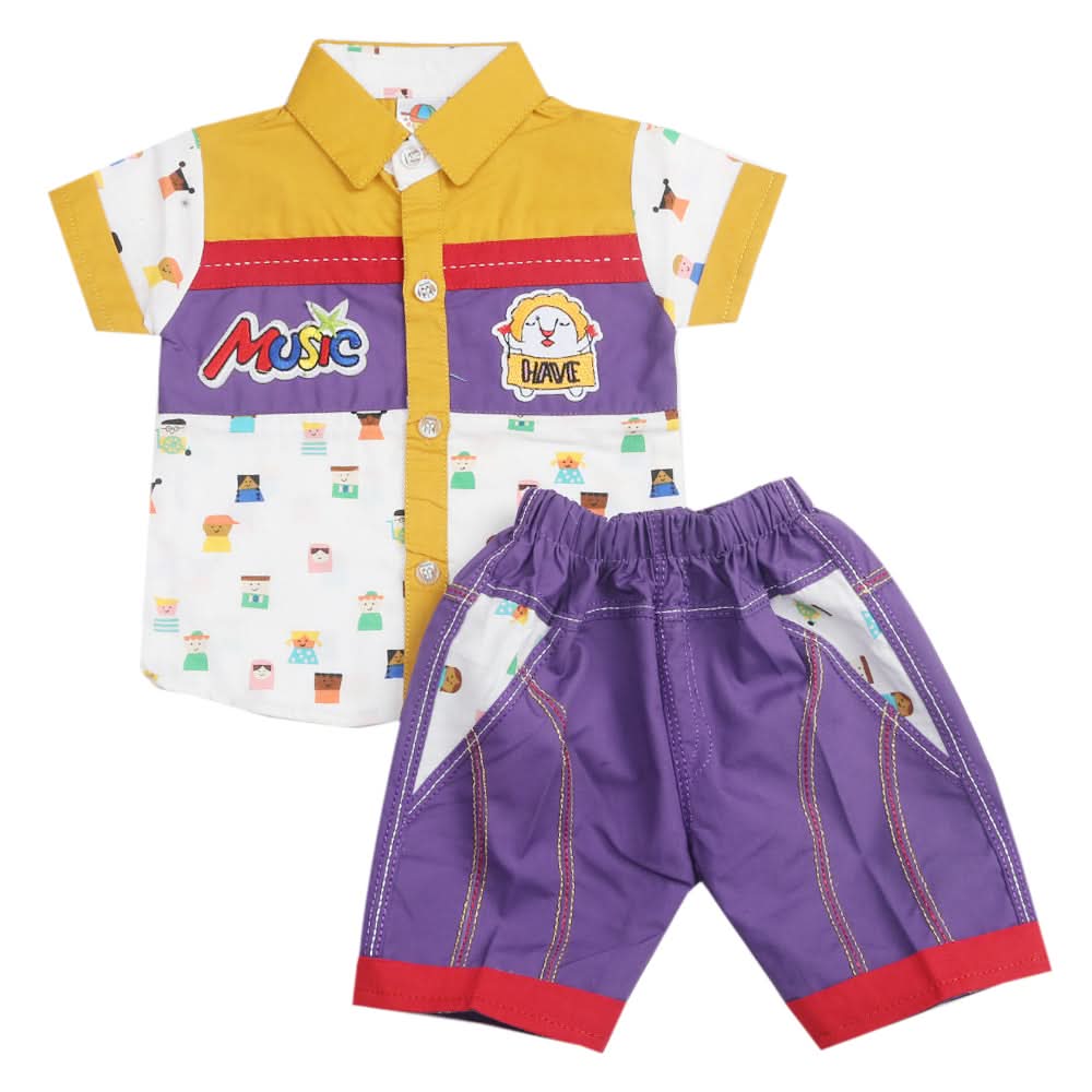 Newborn Boys Half Sleeves Suit - Mustard, Kids, Boys Sets And Suits, Chase Value, Chase Value