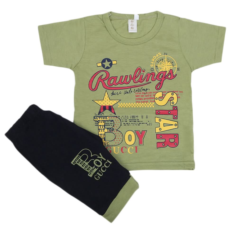 Boys Short Half Sleeves Suit - Green, Kids, Boys Sets And Suits, Chase Value, Chase Value