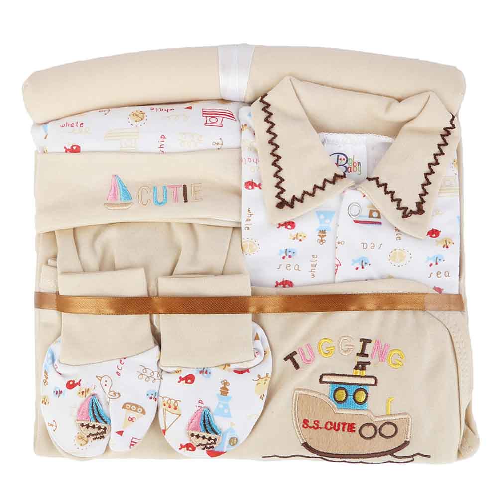 Newborn Gift Sets 6 Pcs Hanger - Beige, Kids, Newborn Gift Set, Chase Value, Chase Value