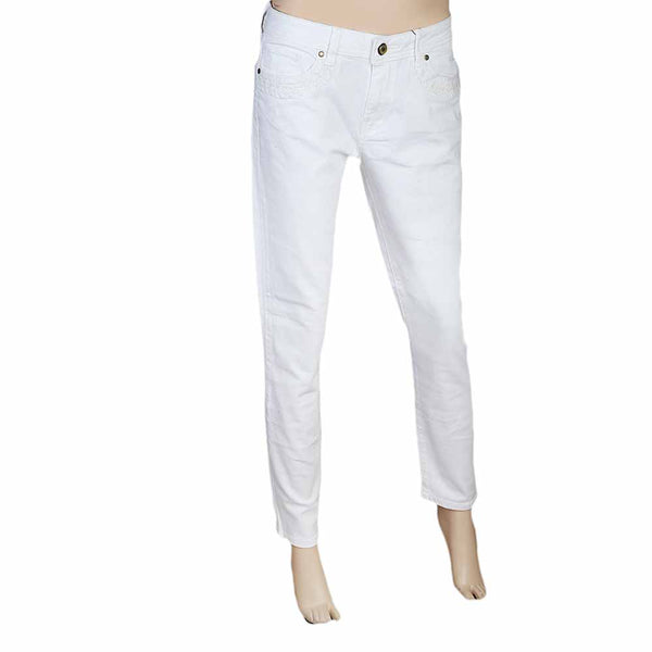 Women's Denim Pant - White, Women, Pants & Tights, Chase Value, Chase Value