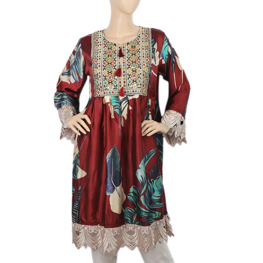 Women's Digital Printed Kurti - Maroon, Women, Ready Kurtis, Chase Value, Chase Value