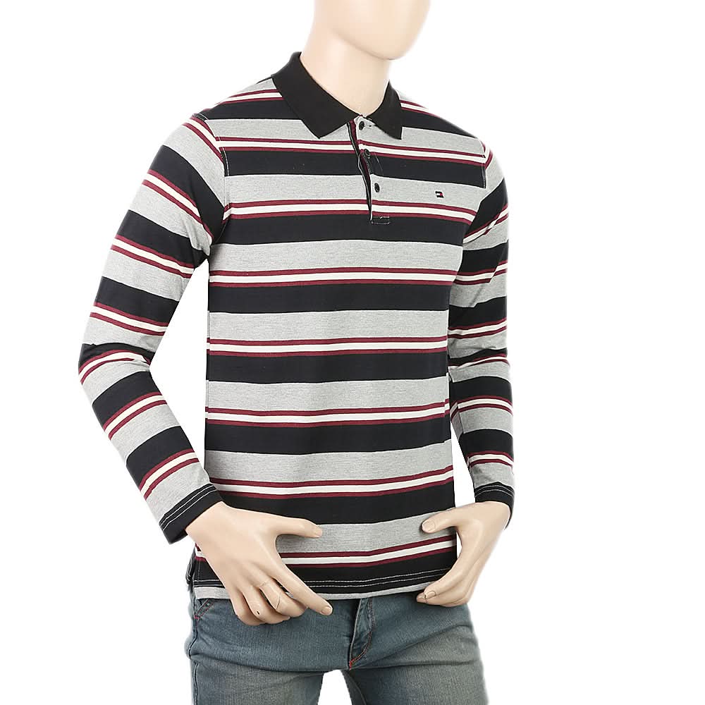 Men's Yarn Dyed Full Sleeves Polo T-Shirt - Multi, Men, T-Shirts And Polos, Chase Value, Chase Value