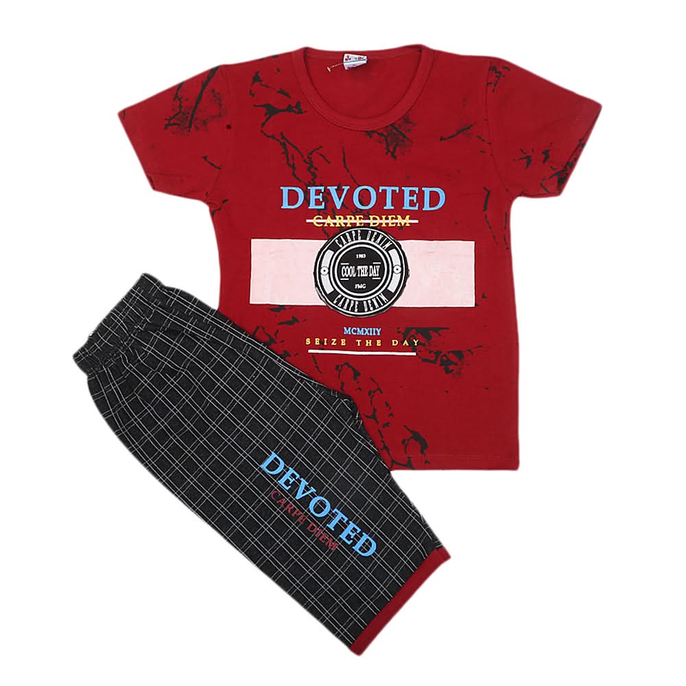 boys half sleeves short Suit 20-22 1211 - maroon, Kids, Boys Sets And Suits, Chase Value, Chase Value