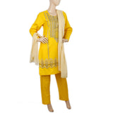Women's Embroidered 03 Pcs Suit - Yellow, Women, Shalwar Suits, Chase Value, Chase Value