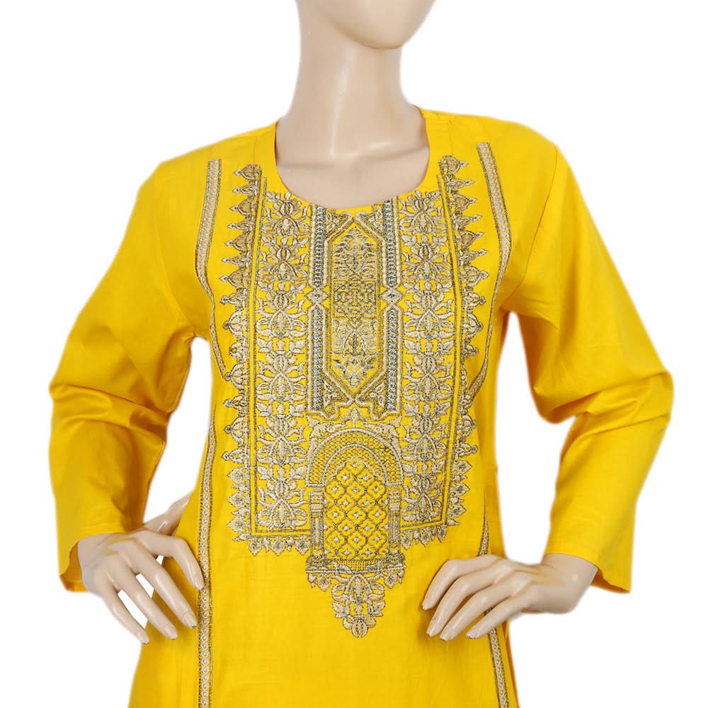 Women's Embroidered 03 Pcs Suit - Yellow, Women, Shalwar Suits, Chase Value, Chase Value
