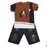 Boys Half Sleeves Short Suit 20-22 1232 - Brown, Kids, Boys Sets And Suits, Chase Value, Chase Value