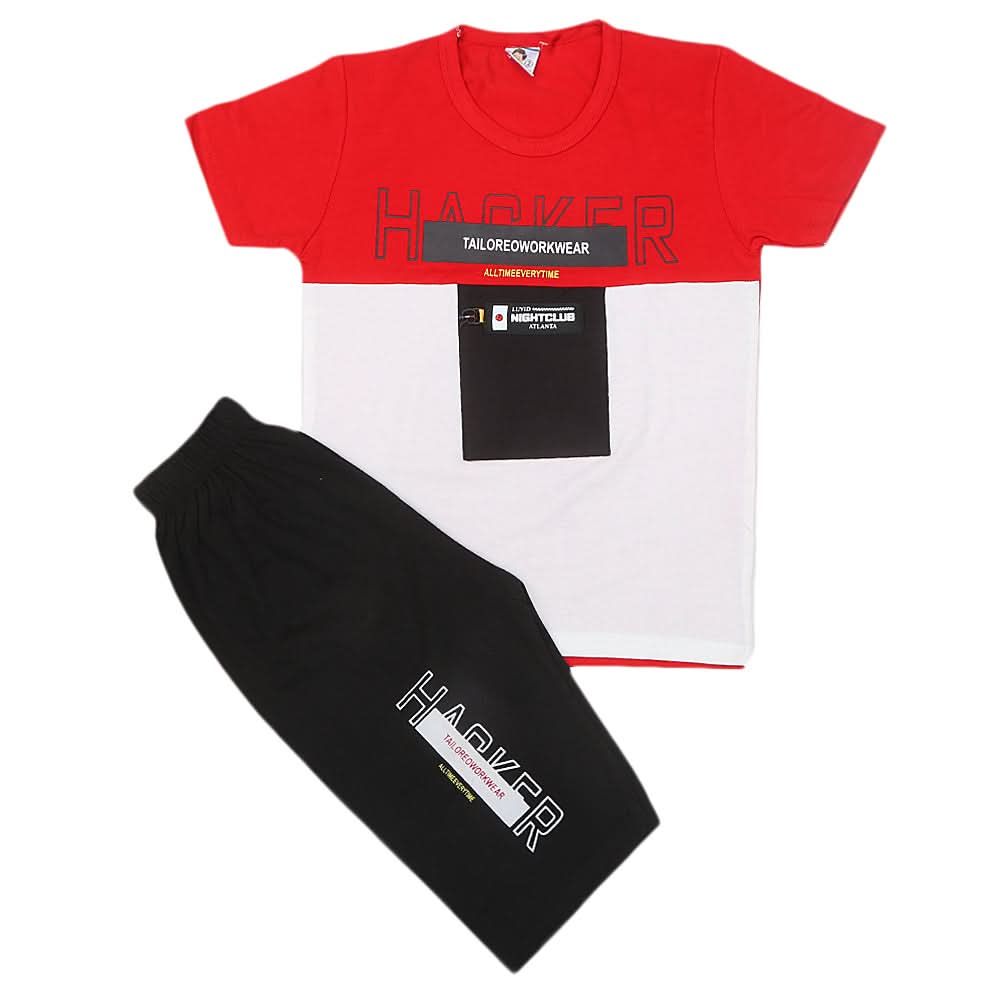 Boys Half Sleeves Short Suit 20-22 1205 - White, Kids, Boys Sets And Suits, Chase Value, Chase Value