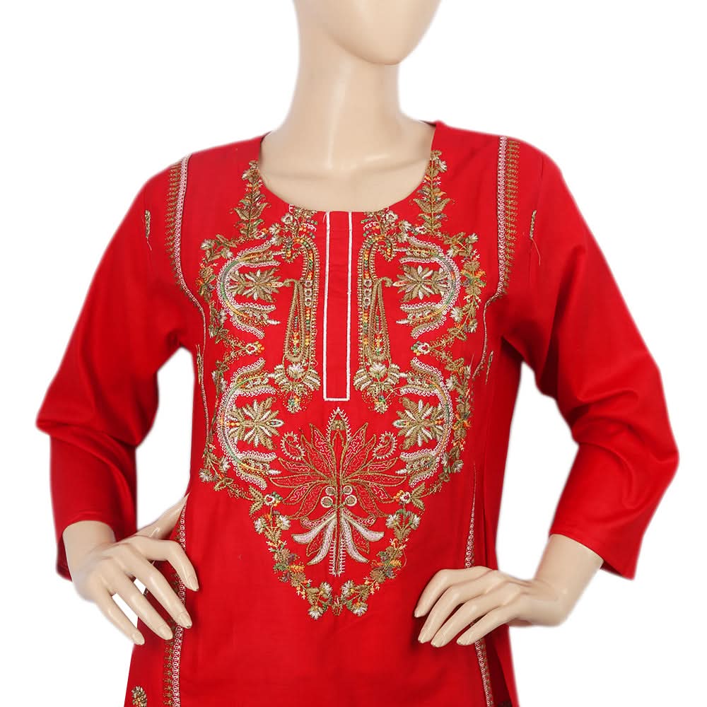Women's Embroidered 03 Pcs Suit - Red, Women, Shalwar Suits, Chase Value, Chase Value