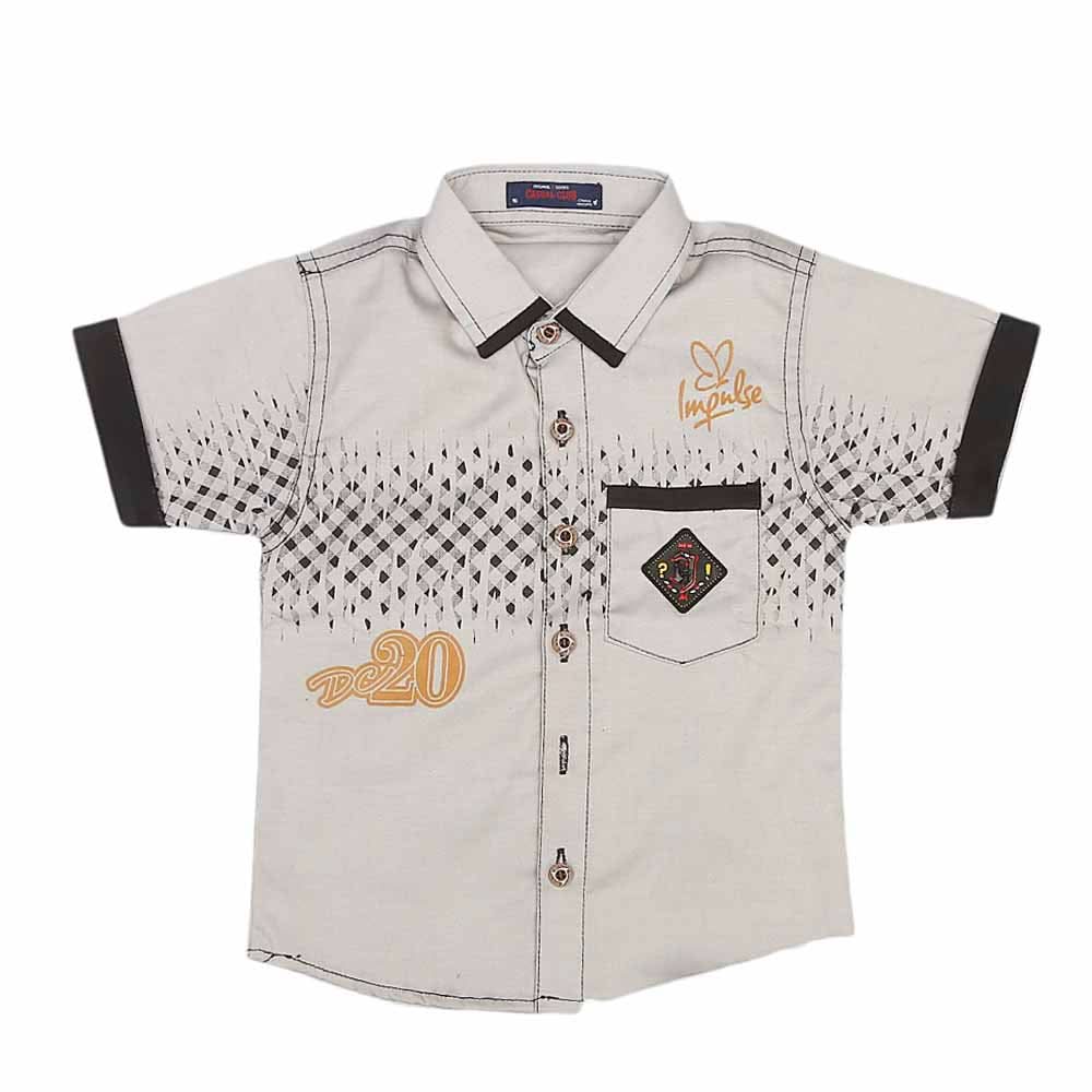 Boys Printed Shirt Half Sleeves - Light Grey, Kids, Boys Sets And Suits, Chase Value, Chase Value