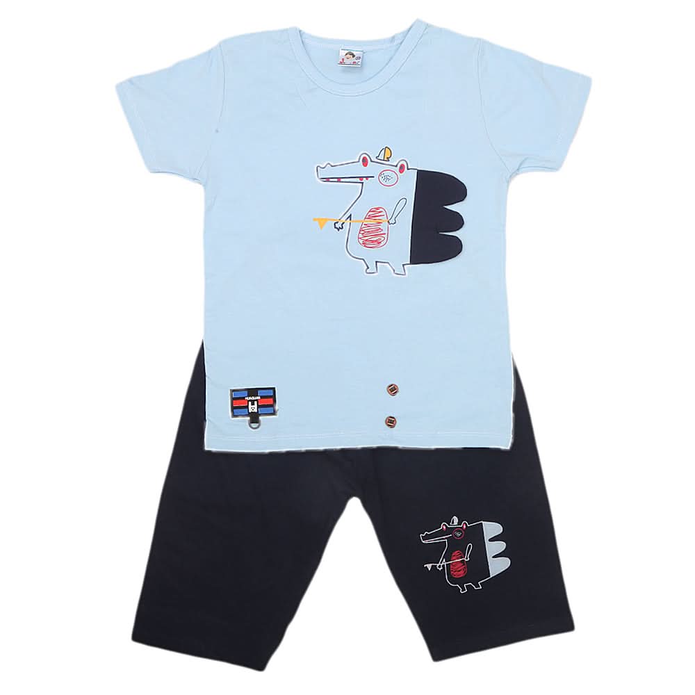 Boys Half Sleeves Short Suit 20-22 1220 - Blue, Kids, Boys Sets And Suits, Chase Value, Chase Value