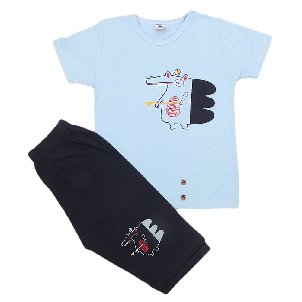 Boys Half Sleeves Short Suit 20-22 1220 - Blue, Kids, Boys Sets And Suits, Chase Value, Chase Value