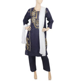 Women's Embroidered 03 Pcs Suit - Navy Blue, Women, Shalwar Suits, Chase Value, Chase Value