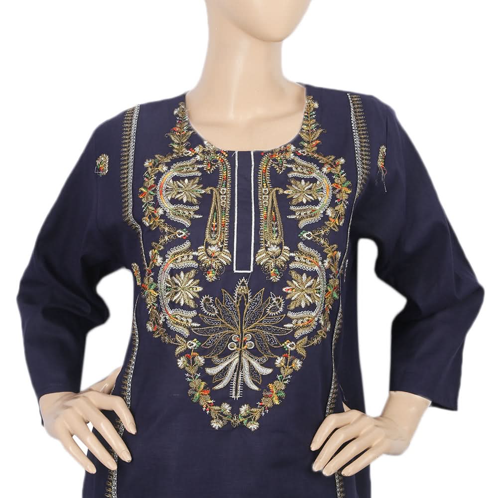 Women's Embroidered 03 Pcs Suit - Navy Blue, Women, Shalwar Suits, Chase Value, Chase Value