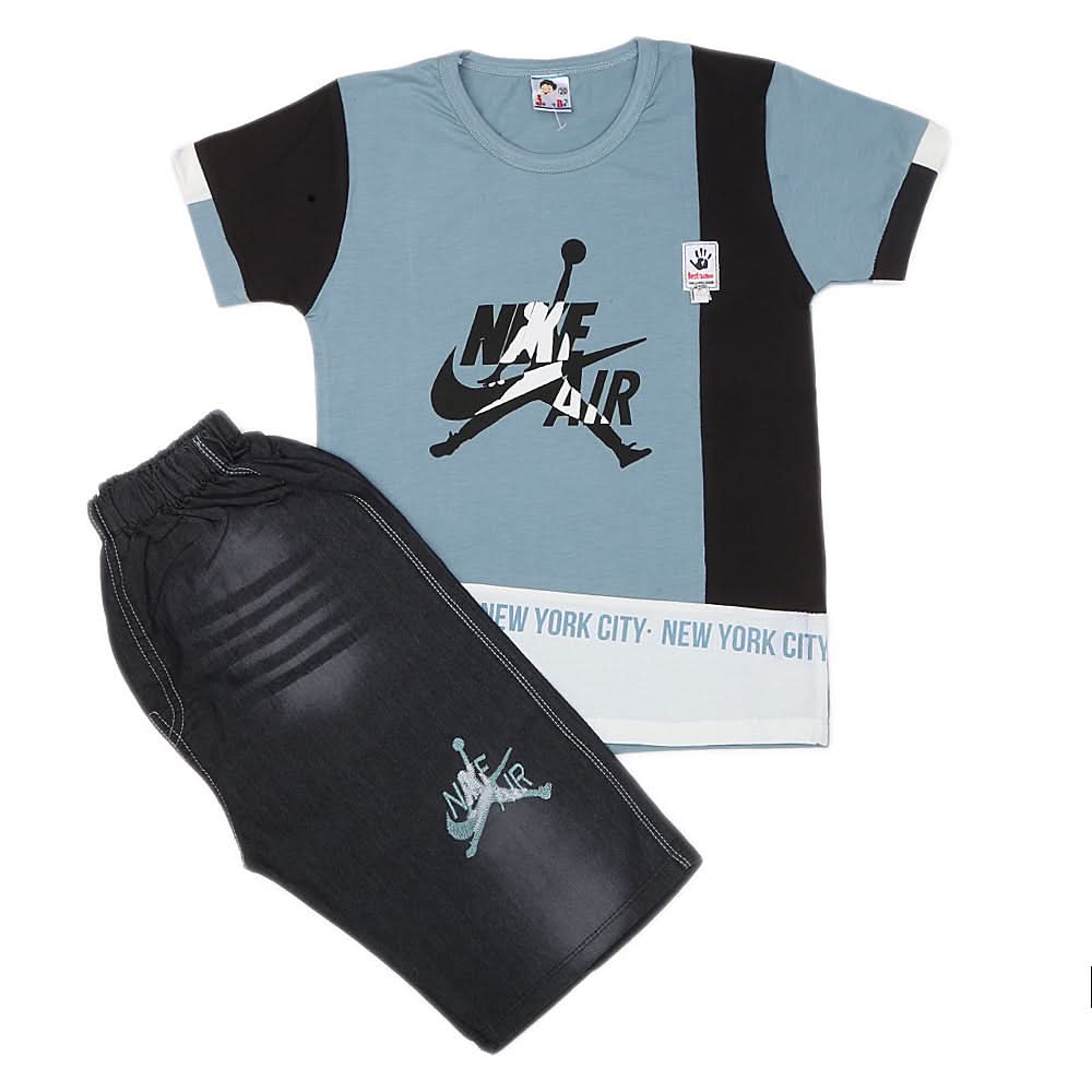 Boys Half Sleeves Short Suit 20-22 1232 - Steel Blue, Kids, Boys Sets And Suits, Chase Value, Chase Value