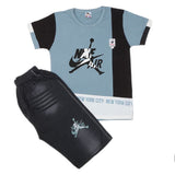 Boys Half Sleeves Short Suit 20-22 1232 - Steel Blue, Kids, Boys Sets And Suits, Chase Value, Chase Value