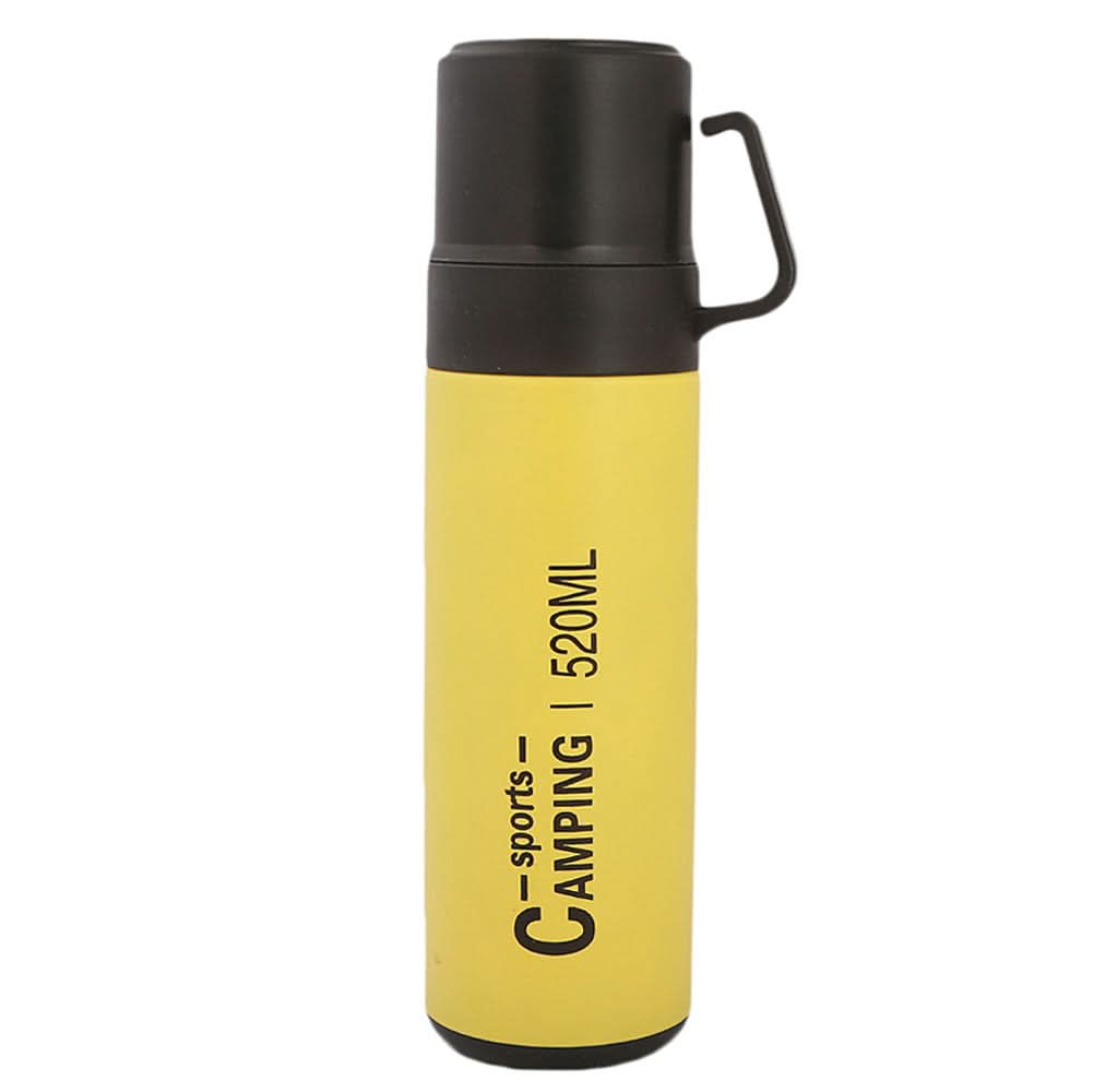 Thermic Bottle With 2 Cups 811-6 - Yellow, Home & Lifestyle, Glassware & Drinkware, Chase Value, Chase Value