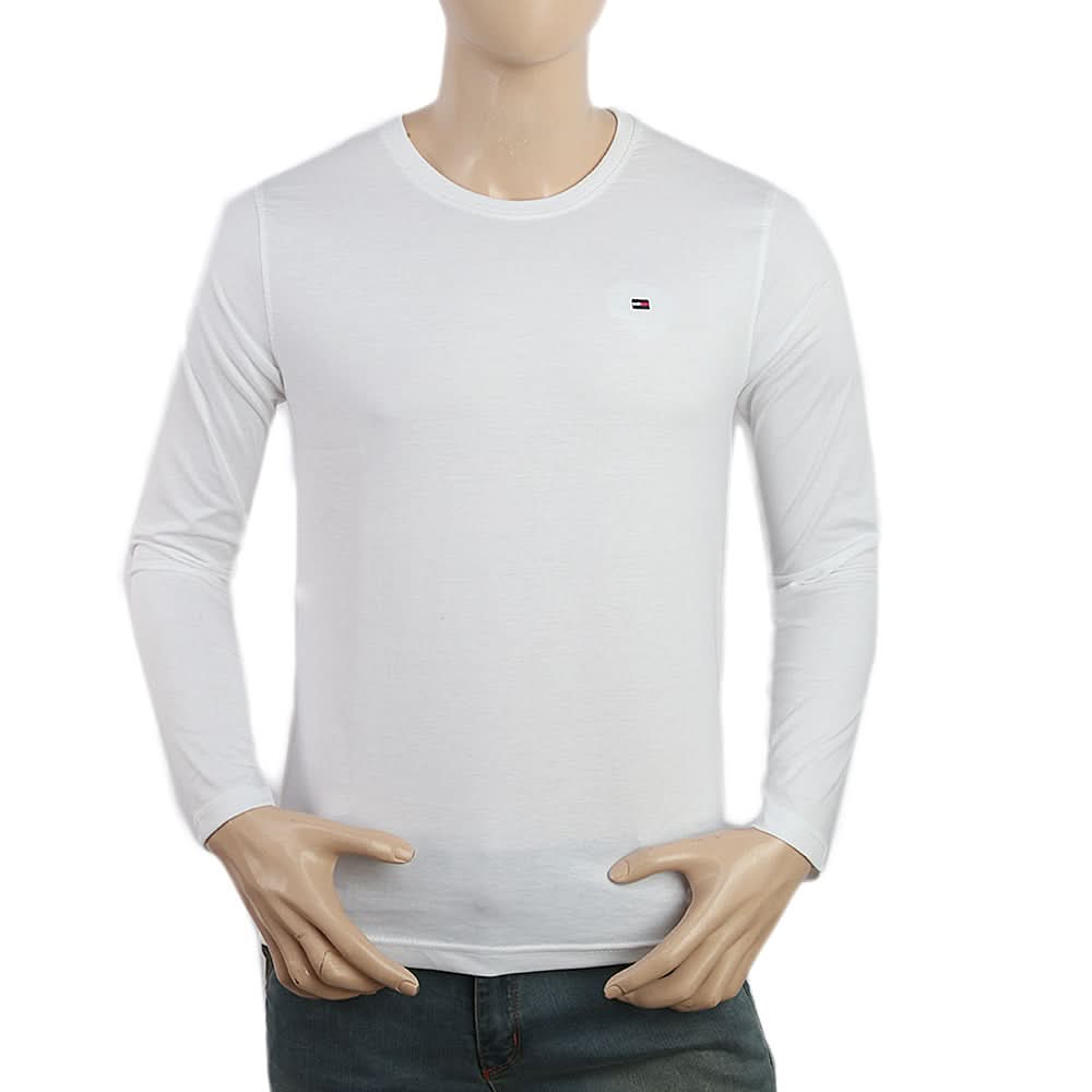 Men's Full Sleeves Logo T-Shirt - White, Men, T-Shirts And Polos, Chase Value, Chase Value