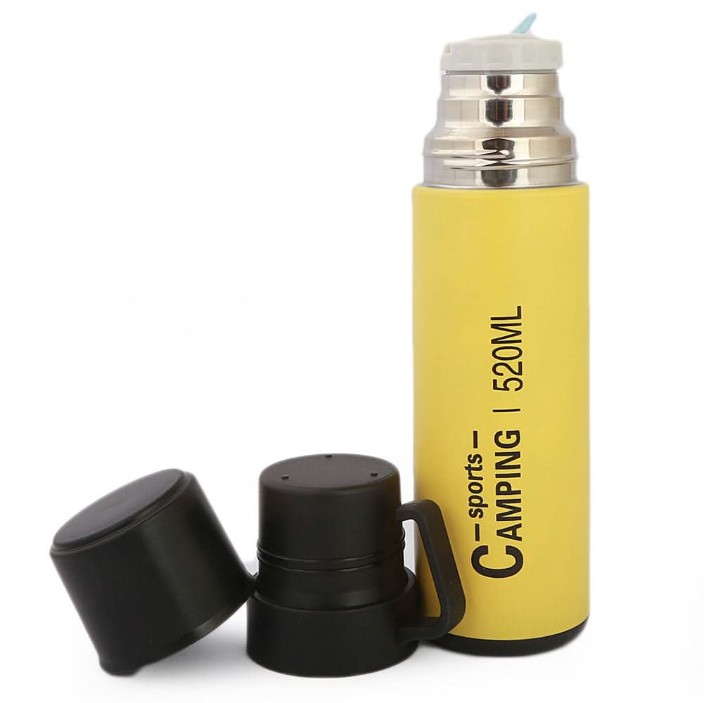 Thermic Bottle With 2 Cups 811-6 - Yellow, Home & Lifestyle, Glassware & Drinkware, Chase Value, Chase Value