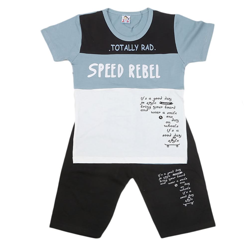 Boys Half Sleeves Short Suit 20-22 1229 - Steel Grey, Kids, Boys Sets And Suits, Chase Value, Chase Value