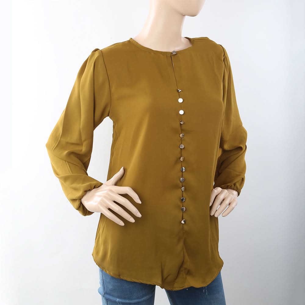 Women's Western Top With Front Button - Olive Green, Women, T-Shirts And Tops, Chase Value, Chase Value
