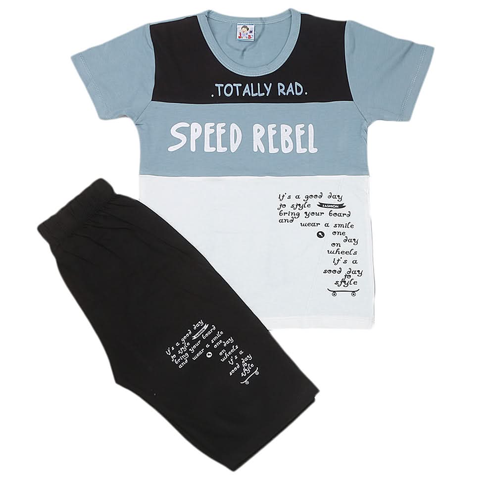 Boys Half Sleeves Short Suit 20-22 1229 - Steel Grey, Kids, Boys Sets And Suits, Chase Value, Chase Value