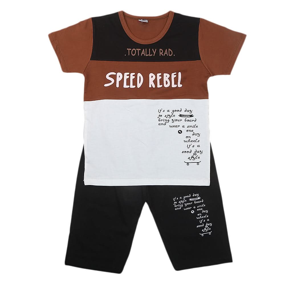 boys half sleeves short Suit - D-Brown, Kids, Boys Sets And Suits, Chase Value, Chase Value