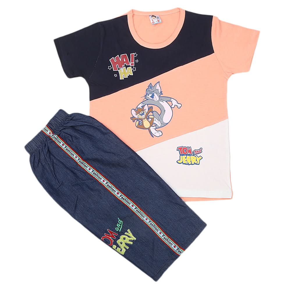 boys half sleeves short Suit - Peach, Kids, Boys Sets And Suits, Chase Value, Chase Value