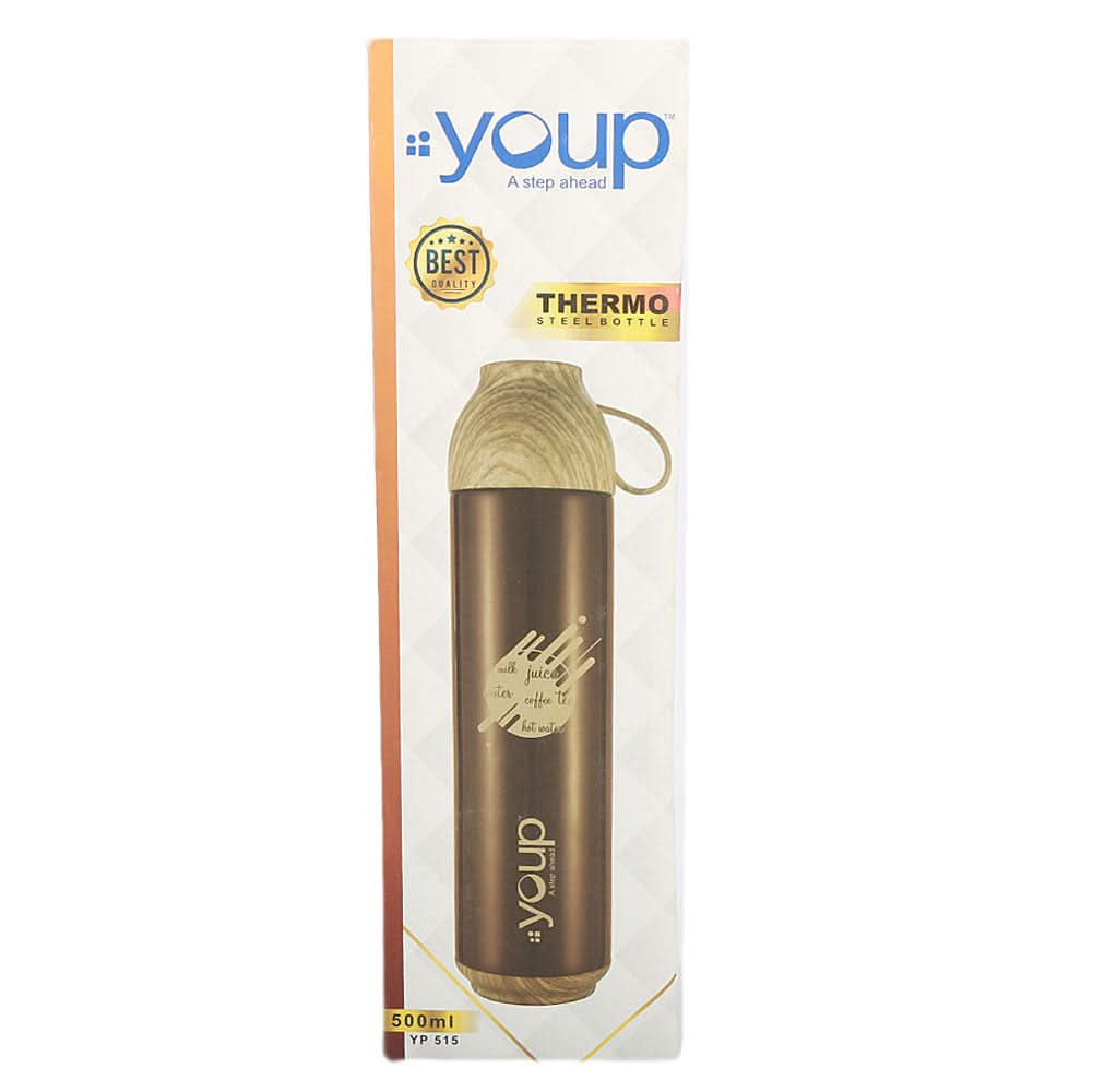 Water Bottle With Cup 500 ML - Brown, Home & Lifestyle, Glassware & Drinkware, Chase Value, Chase Value
