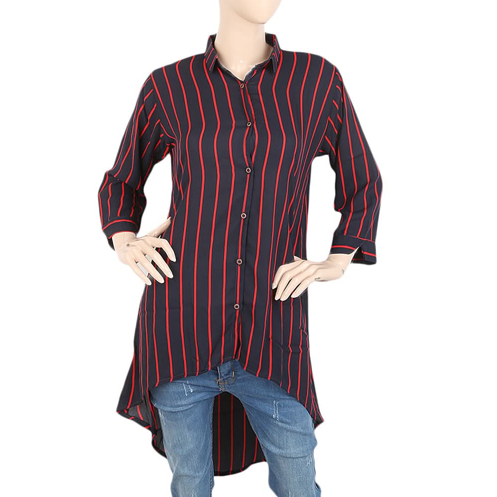 Women's Western Top With Front Open - Navy Blue, Women, T-Shirts And Tops, Chase Value, Chase Value
