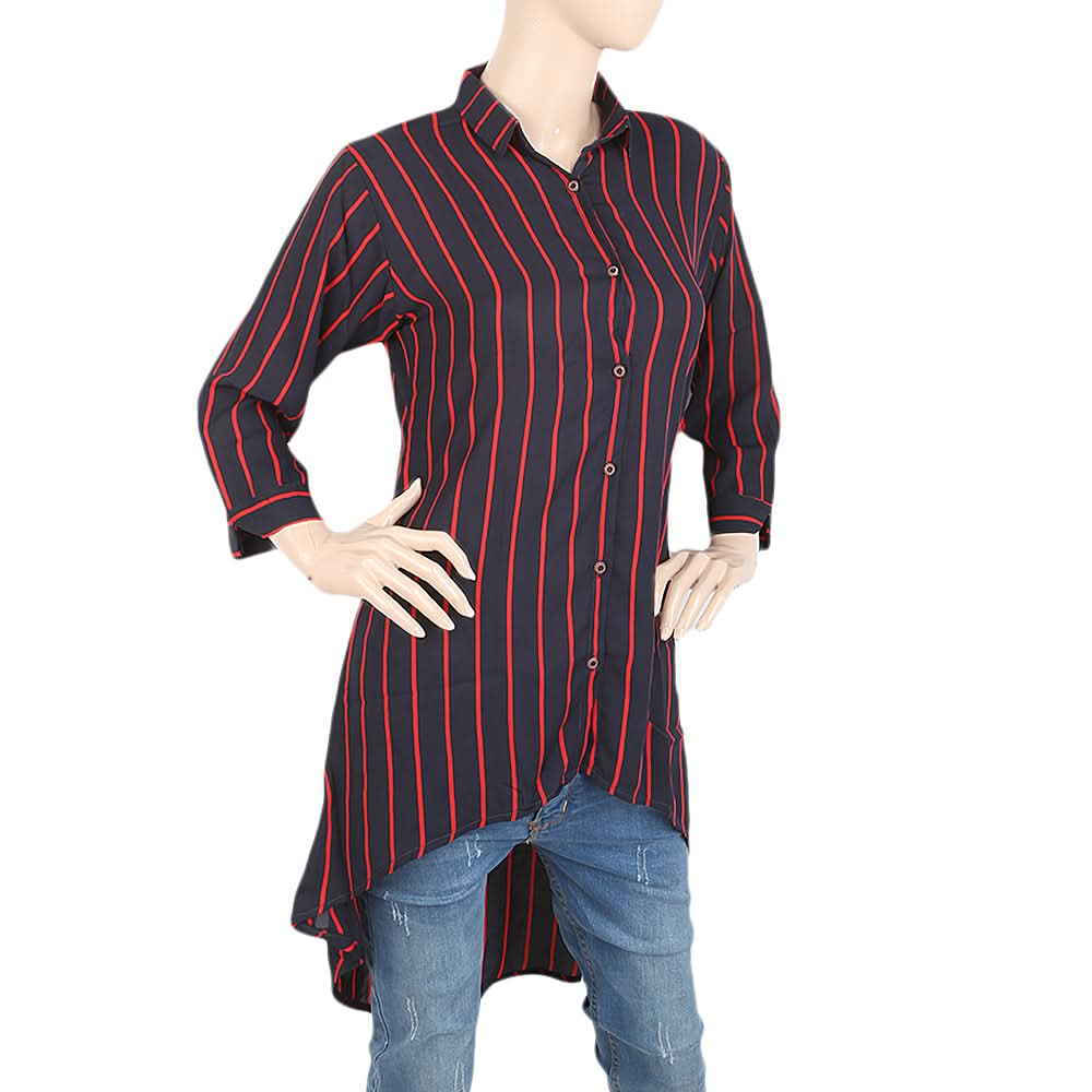 Women's Western Top With Front Open - Navy Blue, Women, T-Shirts And Tops, Chase Value, Chase Value