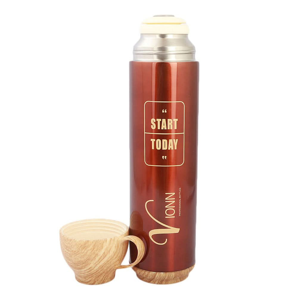 Water Bottle With Cup 500 ML - Brown, Home & Lifestyle, Glassware & Drinkware, Chase Value, Chase Value