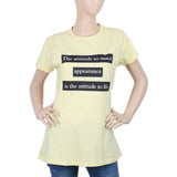 Women's Half Sleeves Chest Print  T-Shirt - Lemon, Women, T-Shirts And Tops, Chase Value, Chase Value
