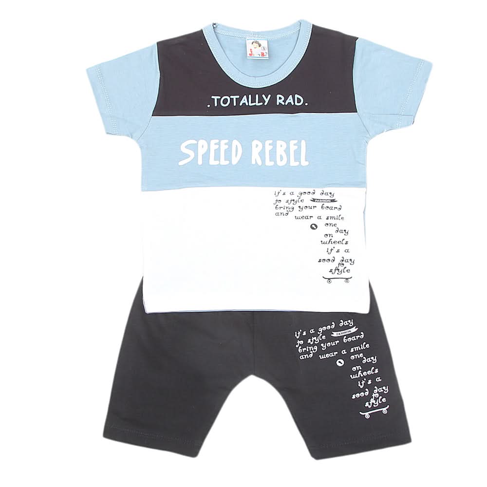 Boys Half Sleeves Short Suit 1228 - Steel Blue, Kids, Boys Sets And Suits, Chase Value, Chase Value