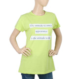 Women's Half Sleeves Chest Print  T-Shirt - Green, Women, T-Shirts And Tops, Chase Value, Chase Value