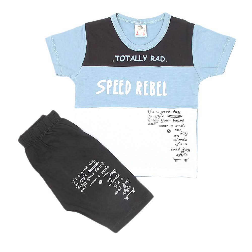 Boys Half Sleeves Short Suit 1228 - Steel Blue, Kids, Boys Sets And Suits, Chase Value, Chase Value
