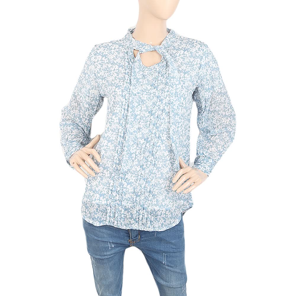 Women's Western Top With Front Pleats - Blue, Women, T-Shirts And Tops, Chase Value, Chase Value
