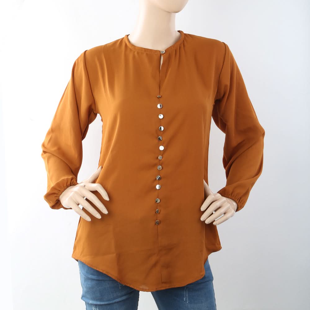 Women's Western Top With Front Button - Brown, Women, T-Shirts And Tops, Chase Value, Chase Value