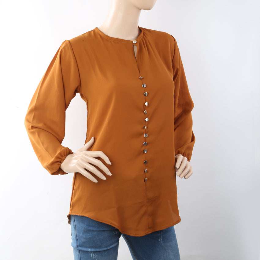 Women's Western Top With Front Button - Brown, Women, T-Shirts And Tops, Chase Value, Chase Value