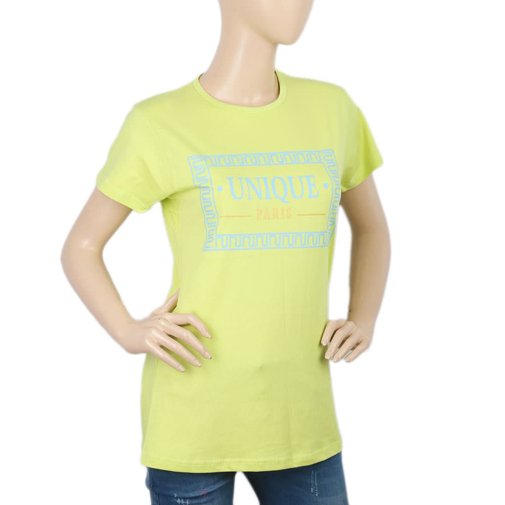Women's Half Sleeves Chest Print  T-Shirt - Green, Women, T-Shirts And Tops, Chase Value, Chase Value
